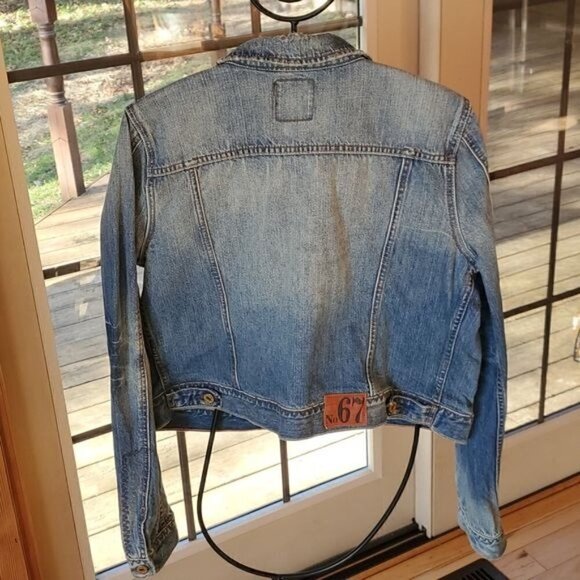 Ralph Lauren Black Label Polo Jeans Original Distress Slv Blue Sz L Jean Jacket - Picture 5 of 16